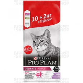 Purina Pro Plan Delicate Сухой корм для кошек с чувствительным пищеварением, с индейкой (10+2 кг)