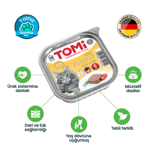 TOMi влажный корм для кошек с мясой птицы и печенью, 100 г