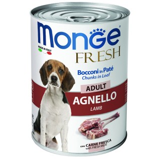 Monge Fresh yetkin itlər üçün konservləşdirilmiş nəm yem, paştet quzu əti ilə, 400 q
