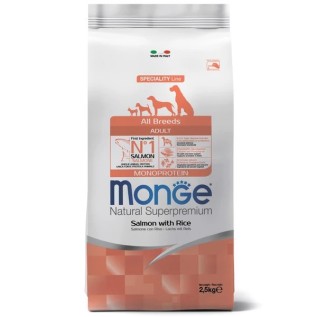 Monge Speciality Monoprotein All Breeds Монобелковый сухой корм для взрослых собак всех пород c лососем и рисом, 12 кг