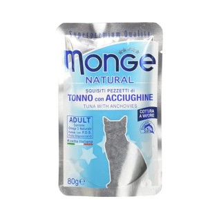 Monge Natural влажный корм для взрослых кошек, тунец с анчоусами в желе, 80 г