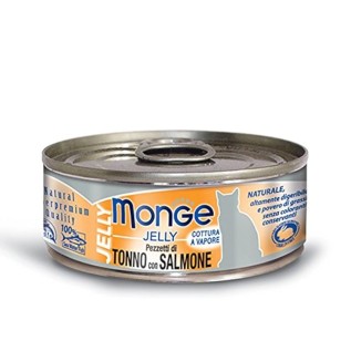 Monge Canned консервинованный влажный корм для кошек, лосось и тунец в желе, 80 г