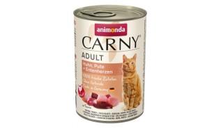 Animonda Carny Canned Wet Adult Cat Food in Pate, Chicken, Turkey & Duck Hearts, 400 g