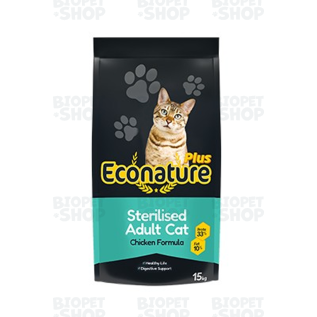 Econature Plus сухой корм для стерилизованных кошек, с курицей, 15 кг