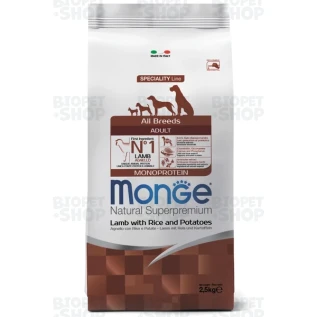 Monge Speciality Monoprotein Mini Puppy kiçik cins bala it üçün quru yem,quzu,düyü və kartof ilə, 2,5 kq