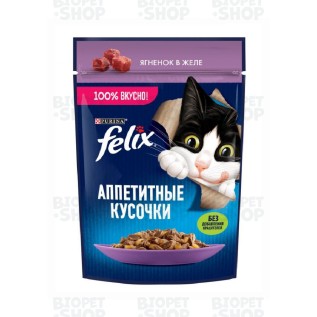 Purina Felix Влажный корм для кошек, с ягненком в желе, 75 г