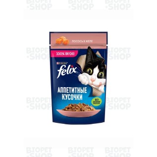 Purina Felix Влажный корм, для кошек, с лососем в желе, 75 г