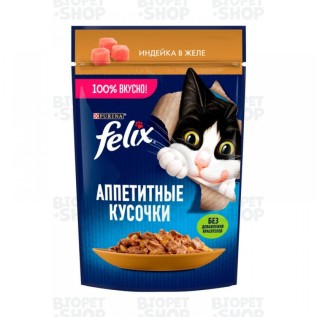 Purina Felix Влажный корм, для кошек, с индейкой в желе, 75 г