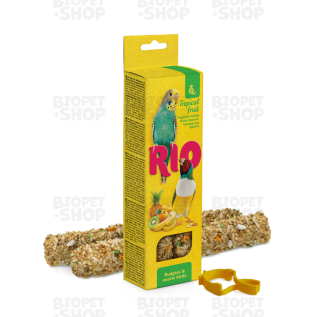 Rio Sticks Çubuqlar, dalğalı tutuquşuları və ekzotik quşlar üçün, tropik meyvəli, 2 x 40 q