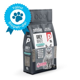 Petclay Grey-White (boz-ağ) topalanan pişik qumu, uşaq pudrası qoxusu ilə, 10 L