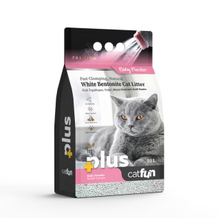 CatFun Topalanan pişik qumu, uşaq pudrası ətirli, 10 L