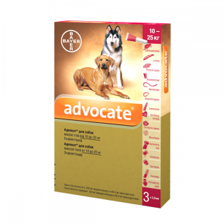 Bayer Advocate İt üçün birə, qoturluq gənəsi və helmintlərə qarşı damcı (10-25 kq)