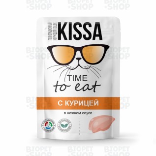 Kissa Time to Eat Влажный корм для взрослых кошек с курицей в нежном соусе, 75 г