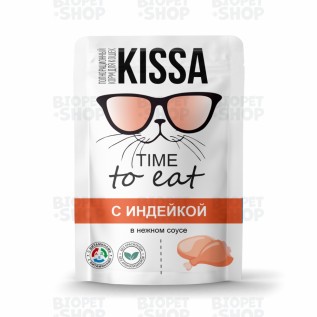 Kissa Time to Eat Влажный корм для взрослых кошек с индейкой в нежном соусе, 75 г