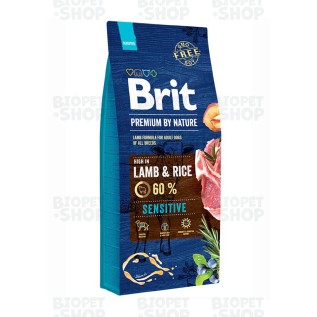 Brit Premium by Nature Sensitive Сухой корм для взрослых собак с чувствительным пищеварением, с ягненком и рисом (15 кг)