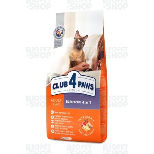 Club 4 Paws 4 в 1 Сухой корм, для взрослых кошек, живущих дома (14 кг)