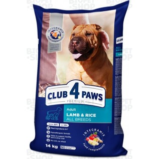 Club 4 Paws Quru yem, bütün cins yetkin itlər üçün, quzu əti və düyü ilə (14 kq)