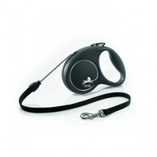 Flexi Black Design Поводок-рулетка для собак, тросовый, чёрный, (M 20 кг, 5 м)