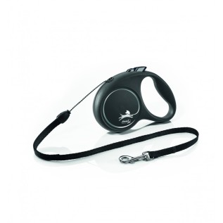 Flexi Black Design Поводок-рулетка для собак, тросовый, чёрный, (S 12 кг, 5 м)