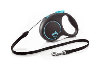 Flexi Black Design Поводок-рулетка для собак, тросовый, синий (S 12 кг, 5 м)