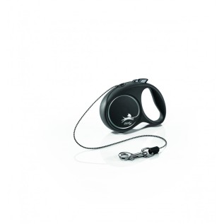 Flexi Black Design Поводок-рулетка для собак, тросовый, серебристый (XS 8 кг, 3 м)
