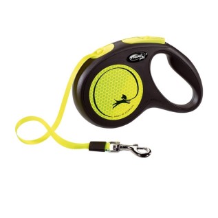 Flexi New Neon MПоводок-рулетка для собак, ленточный, желтый (M 25 кг, 5 m)
