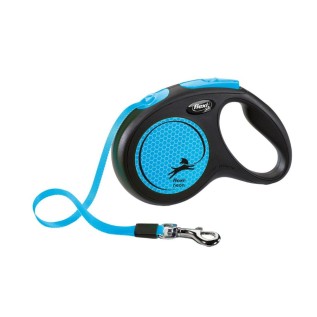 Flexi New Neon Поводок-рулетка для собак, светоотражающая, неоновый голубой (S 15 кг, 5 м)