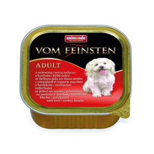 Animonda Vom Feinsten yetkin itlər üçün nəm yem, pate (paştet) mal əti və hinduşka ürəkləri ilə, 150 q