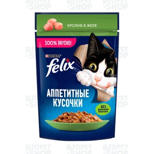 Purina Felix Влажный корм для взрослых кошек, с кроликом в желе, 75 г