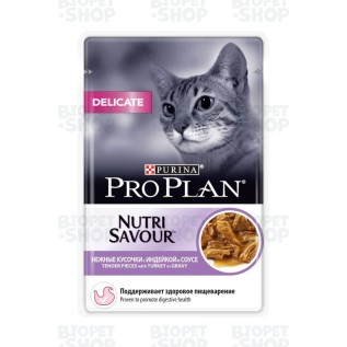 Purina Pro Plan Delicate Həssas həzmli yetkin pişik üçün nəm yem, sousda hinduşka əti ilə, 85 q