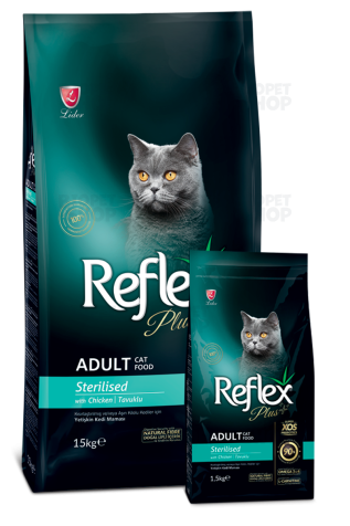 Reflex Plus Adult Sterilised Сухой корм для взрослых стерилизованных кошек, с курицей (15 кг)