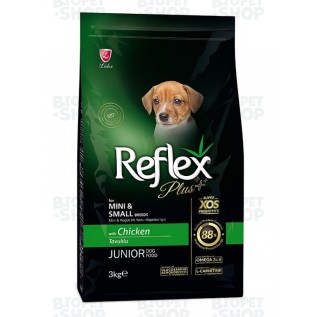 Reflex Plus Junior Mini & Small Quru yem, kiçik cins bala itlər üçün, toyuq əti ilə, 3 kq