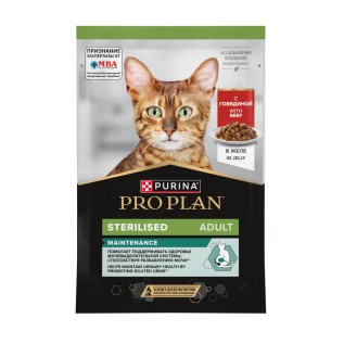 Purina Pro Plan Sterilised влажный корм для стерилизованных кошек, говядина в желе, 85 г