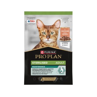Purina Pro Plan Sterilised qısırlaşdırılmış pişiklər üçün nəm yem, sousda qızılbalıq, 85 q
