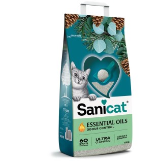 Sanicat Essential Oils Ultra Clumping ультракомкующийся наполнитель для кошачьего туалета, с кедром и эвкалиптом, 10 кг