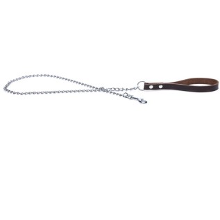 Beeztees Karlie Leather Handle Chain Dog Leash, поводок-удлинитель для собак, коричневый, 100 см