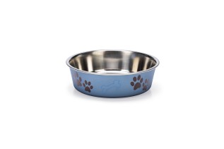 Beeztees Karlie Stainless Steel Bowl Ascar Paws, миска для еды и воды, голубая, 450 мл