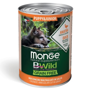 Monge BWild Grain Free Canned Wet Puppy влажный консервированный корм для щенков, с уткой, тыквой и кабачками, 400 г
