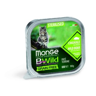 Monge BWild Grain Free Wet влажный беззерновой корм для стерилизованных кошек в форме паштета, с кабаном и овощами, 100 г