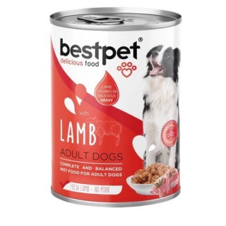 BestPet Canned yetkin itlər üçün konservləşdirilmiş yem, sousda quzu əti ilə, 400 q