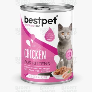 BestPet Canned bala pişiklər üçün konservləşdirilmiş yem, sousda toyuq əti ilə, 400 q