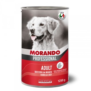 Morando Professional Canned Adult Dog Yetkin itlər üçün iri tikəli konservləşdirilmiş nəm yem, mal əti ilə, 1250 q
