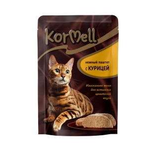 KorMell влажный корм (паштет) для взрослых кошек, с курицей, 75 г