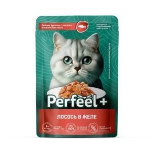 Perfeel Влажный корм с кусочками лосося в желе, для взрослых кошек, 75 г