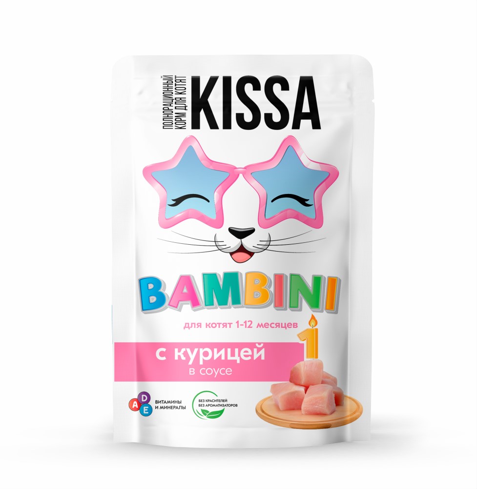 Kissa Bambini Влажный корм для котят с курицей в нежном соусе, 75 г ...