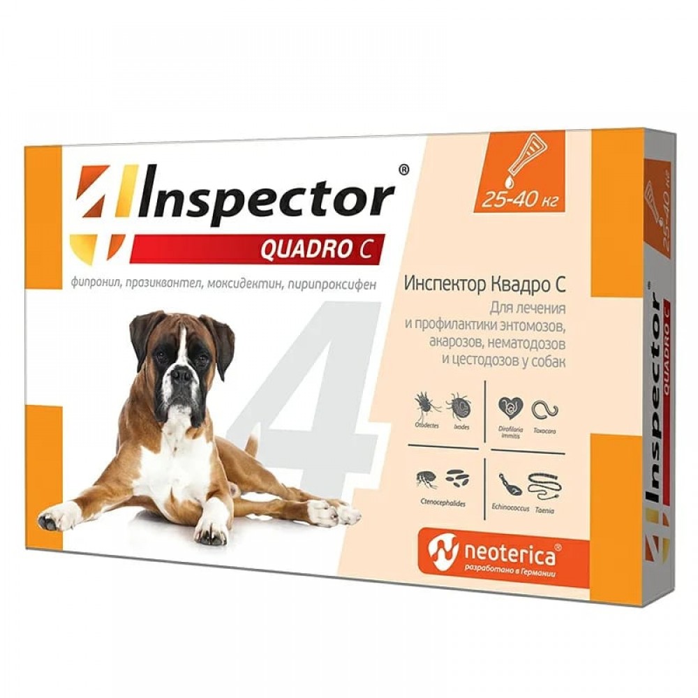 Inspector Quadro C İt üçün xarici və daxili parazitlərə qarşı damcı, 25 ...