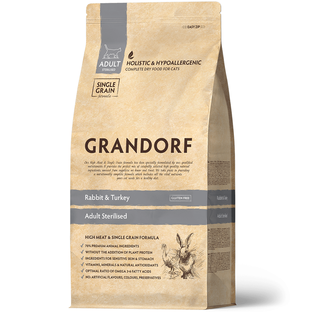 Grandorf Single Grain Sterilised, Qısırlaşdırılmış pişiklər üçün quru ...